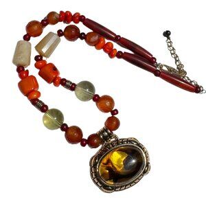 Vintage Barse Signed Coral Necklace Bead